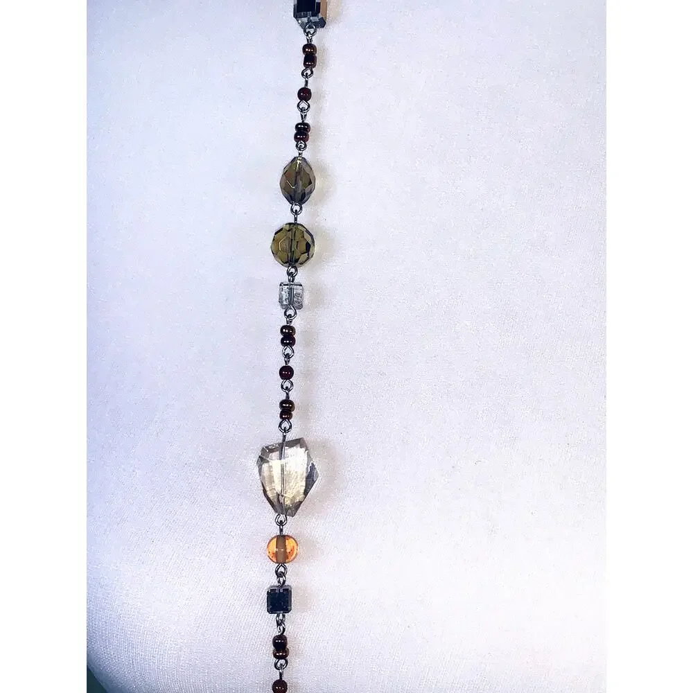 Premier Designs Root Beer Art Glass Earth Tone Beaded Statement Necklace